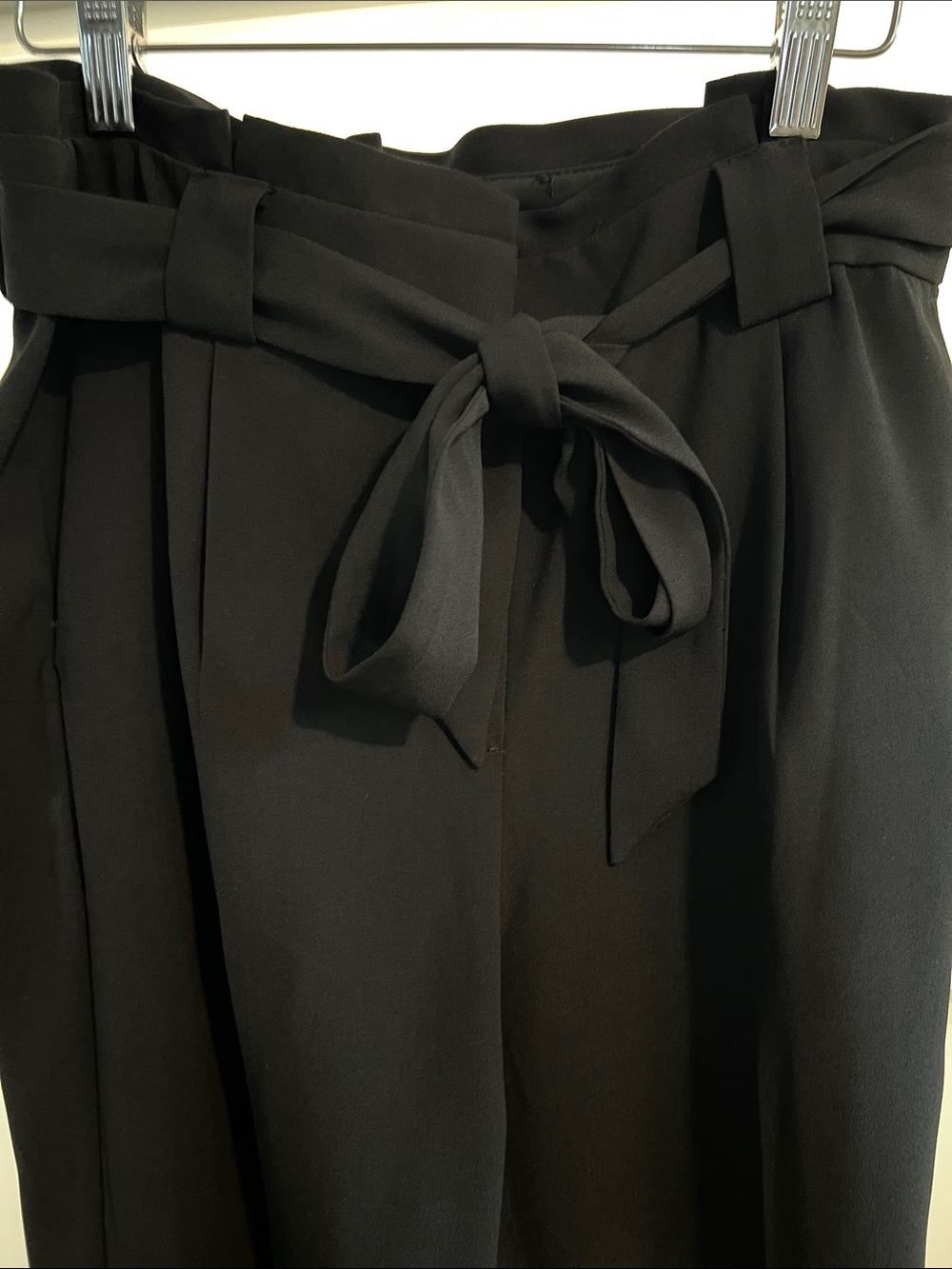 Express Black Paperbag Waist Tie Trousers